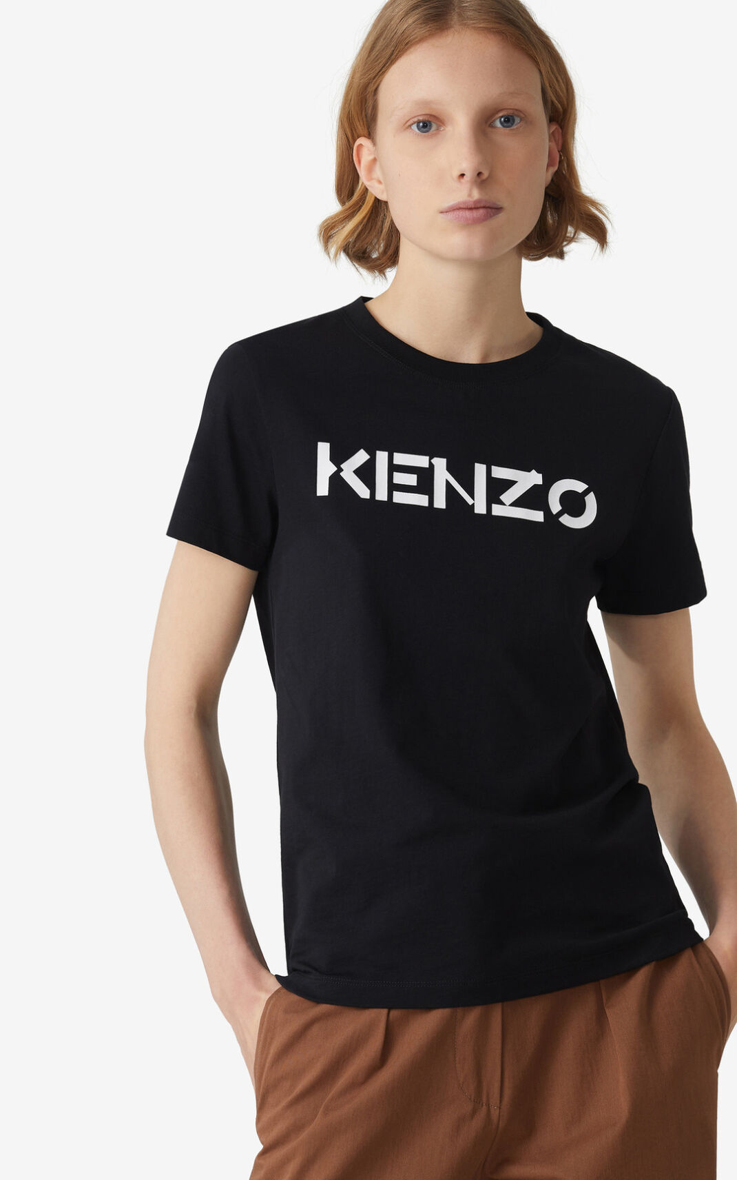 T Shirt Kenzo Femme Logo Noir DUFEZ-8035